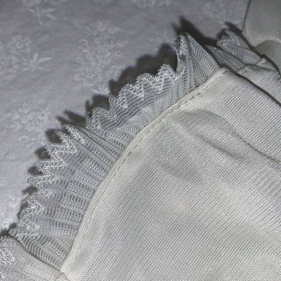 Vintage White Sheer Chiffon Nylon Gloves Size Large - Picture 8 of 14